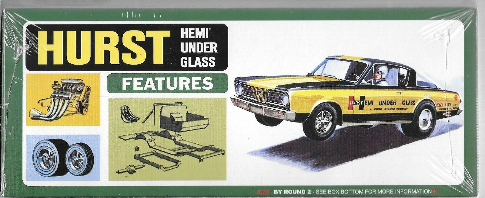 AMT AMT1153 Skill 2 Model Kit 1966 Plymouth Barracuda Funny Car Hemi Under Glass 