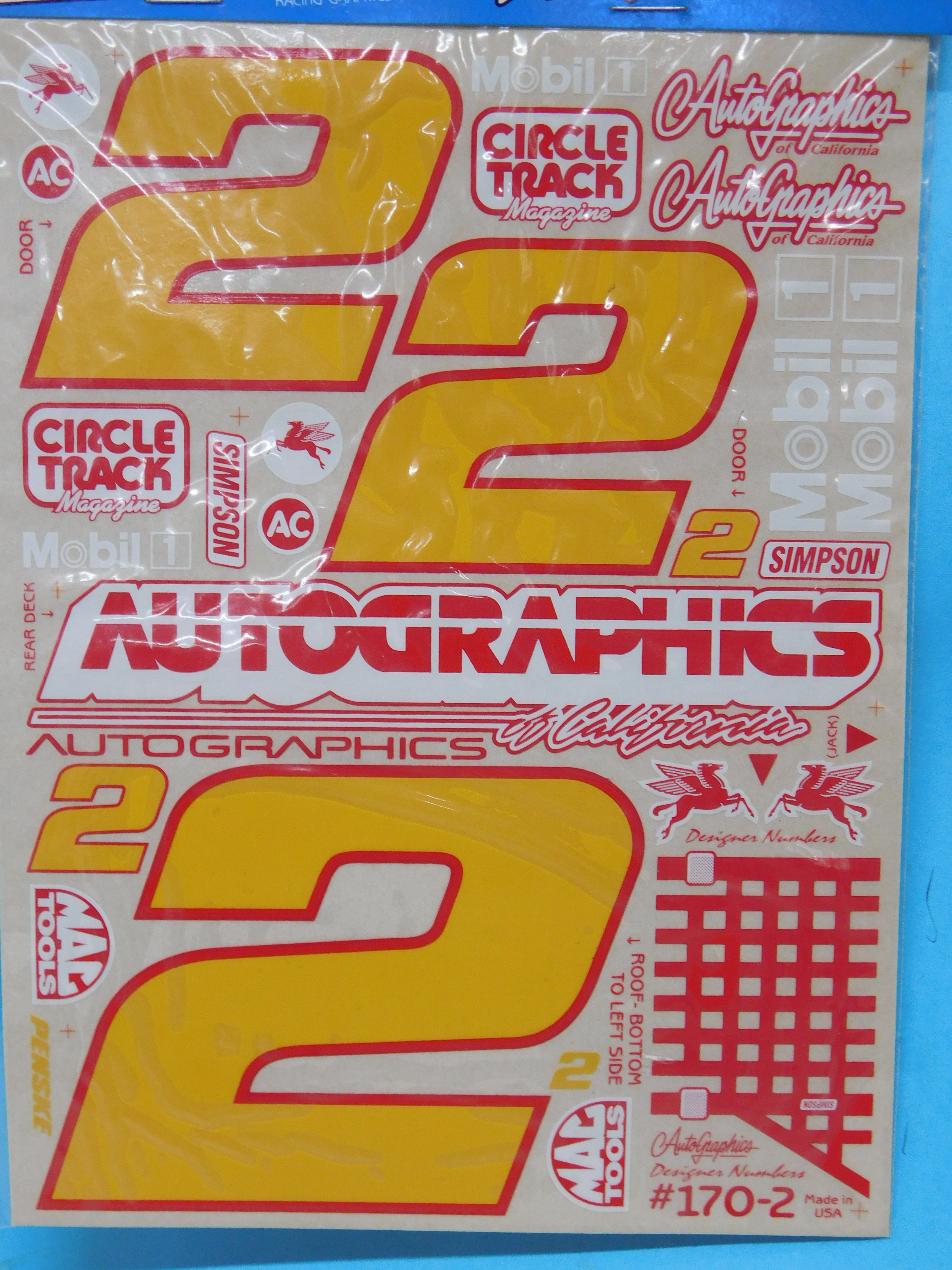 NEW VINTAGE AUTOGRAPHICS #2 CIRCLE TRACK VINYL DECAL SHEET 1/10 SCALE #170-2 NOS 